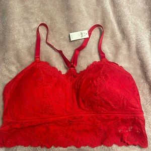 Red lace bralette